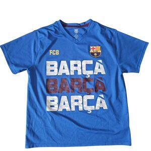 Official FCB Barcelona Barca Bright Blue Tshirt Jersey Material - XL Extra Large